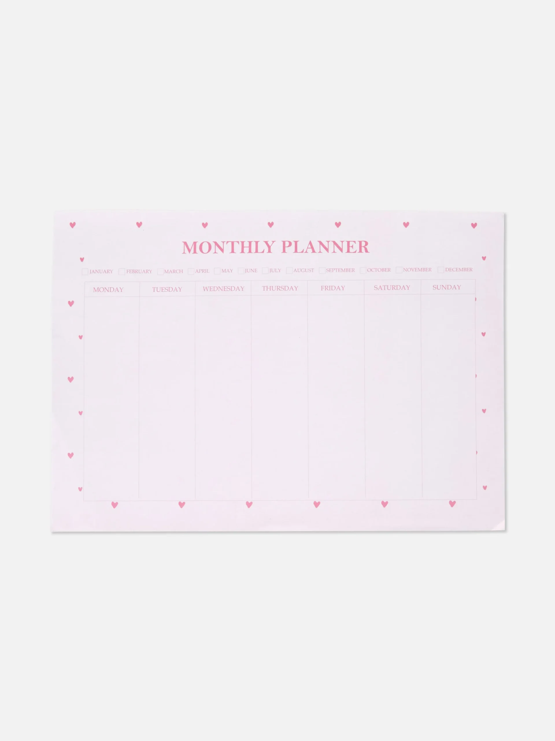 A4-Monatsplaner Mit Herzmuster