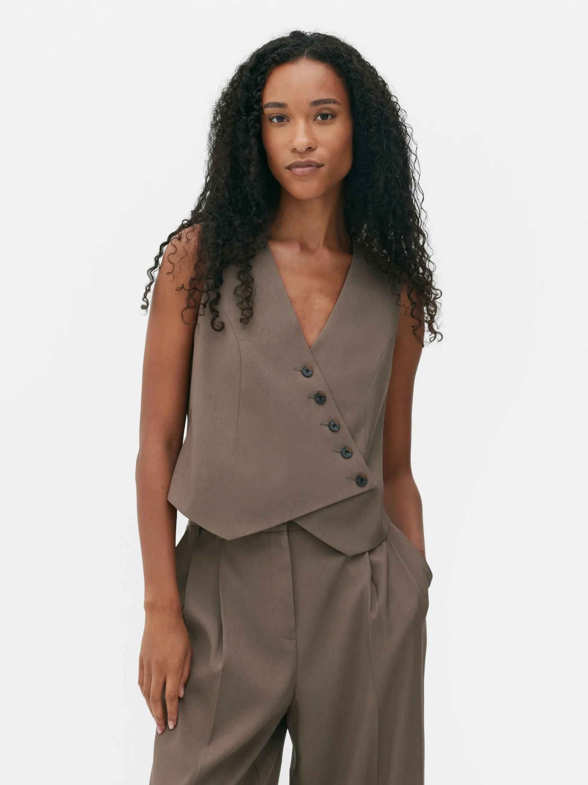 Asymmetrische Weste Mit Knopfleiste