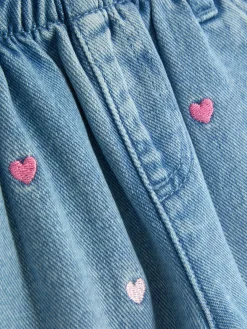 Bestickte Denim-Jeans Mit Herzmotiv