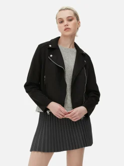 Bikerjacke In Wildleder-Optik