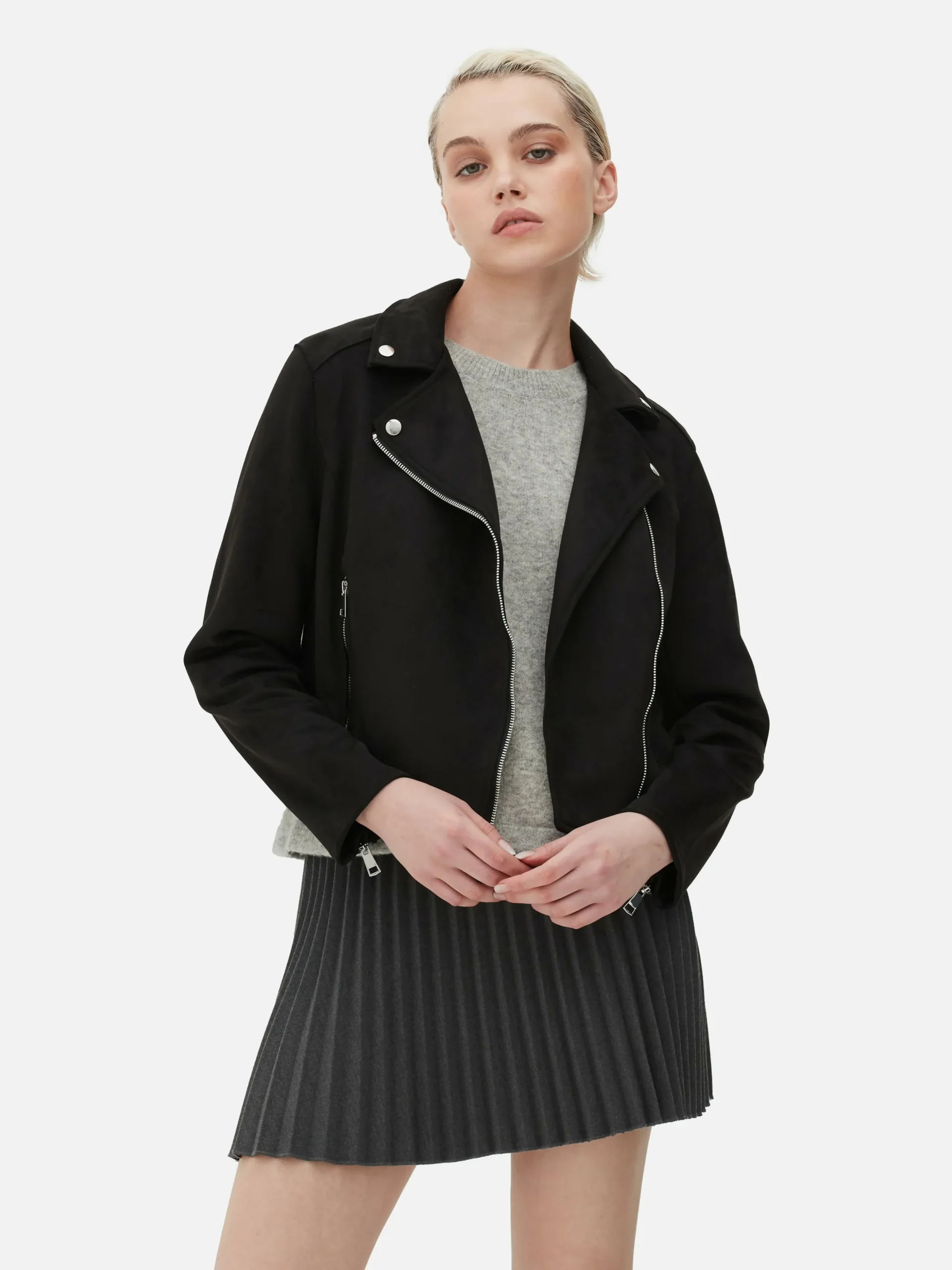 Bikerjacke In Wildleder-Optik