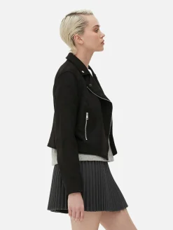 Bikerjacke In Wildleder-Optik