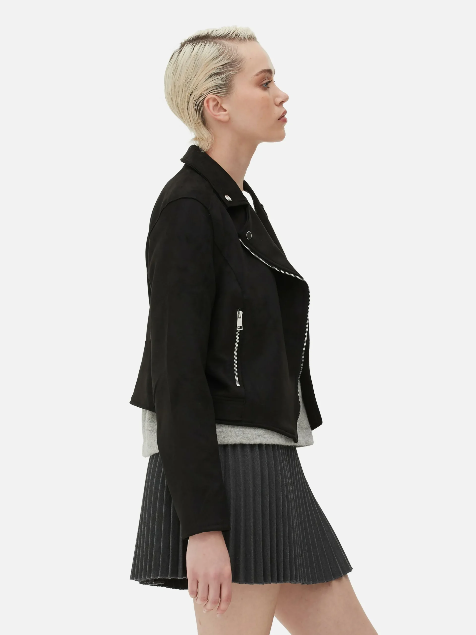 Bikerjacke In Wildleder-Optik