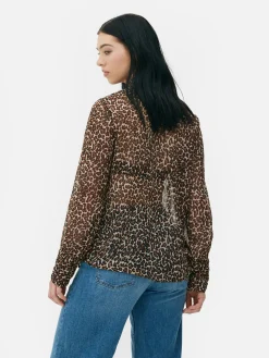 Bluse Mit Halsschleife Und Knopfleiste