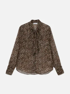 Bluse Mit Halsschleife Und Knopfleiste