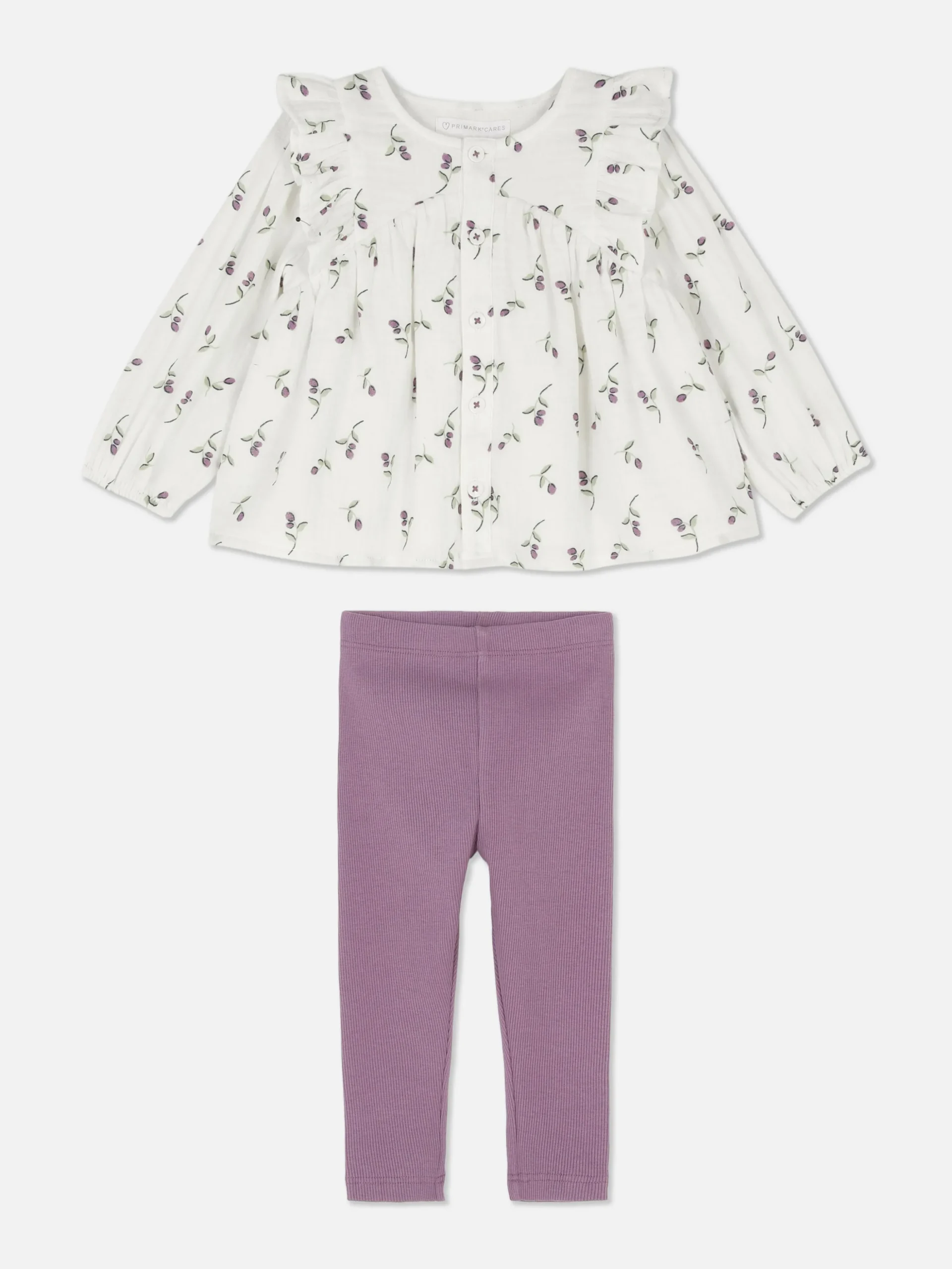 Bluse Und Gerippte Leggings Mit Blumenmuster Im Set