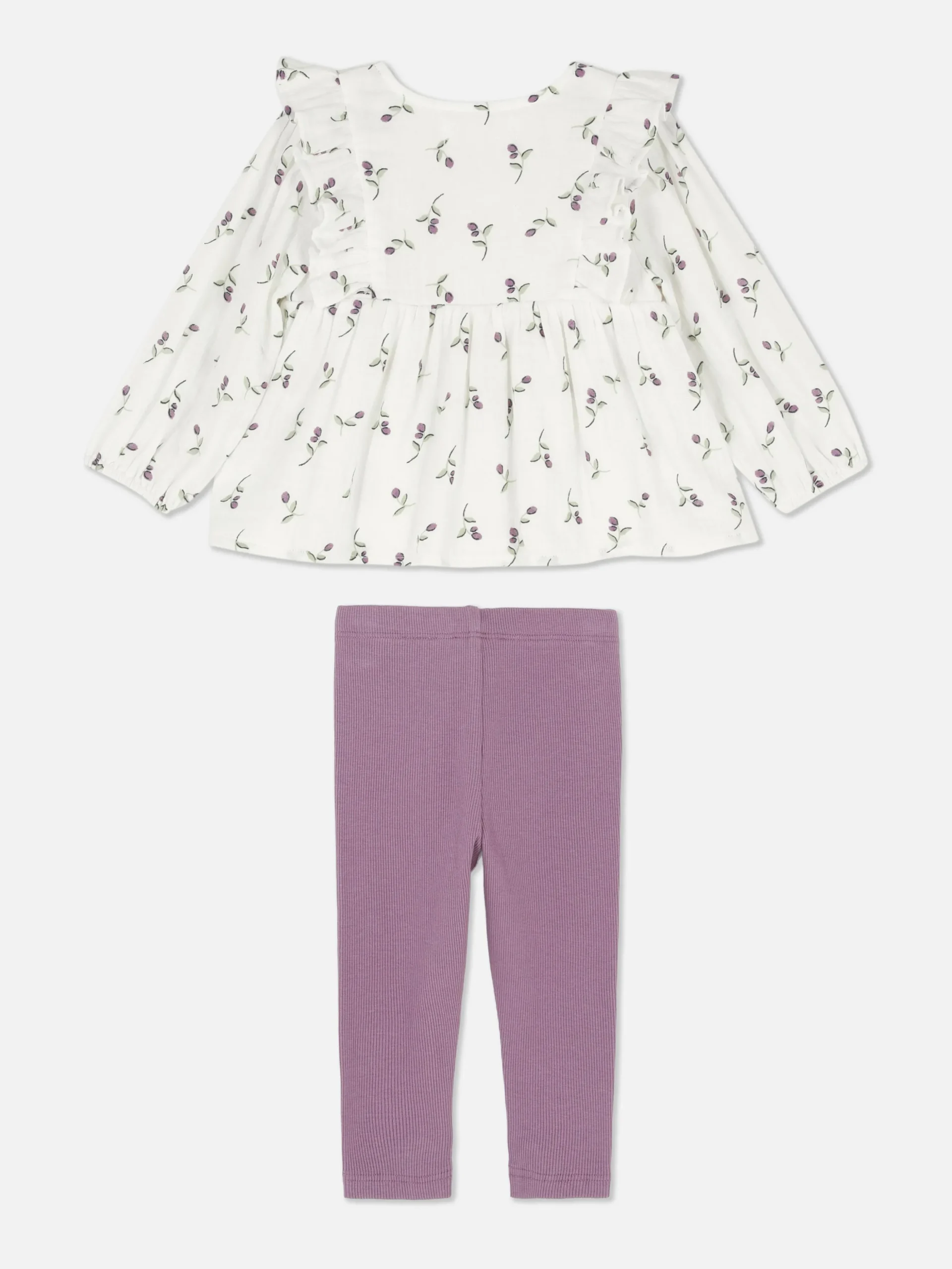 Bluse Und Gerippte Leggings Mit Blumenmuster Im Set