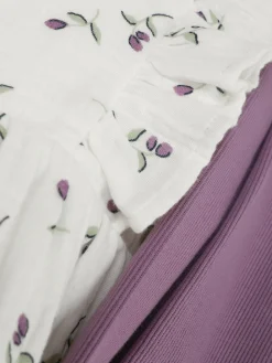 Bluse Und Gerippte Leggings Mit Blumenmuster Im Set