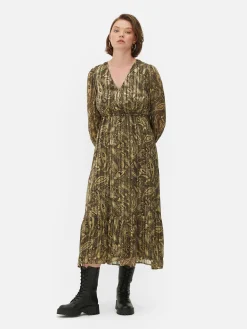 Boho-Midaxikleid Mit V-Ausschnitt