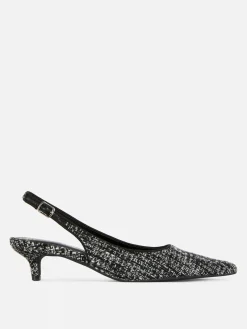 Bouclé-Slingback-Pumps Mit Kitten-Heels