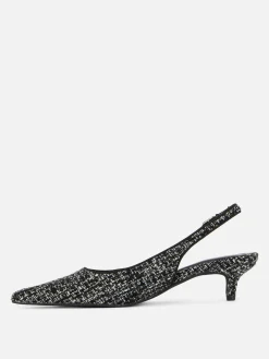 Bouclé-Slingback-Pumps Mit Kitten-Heels