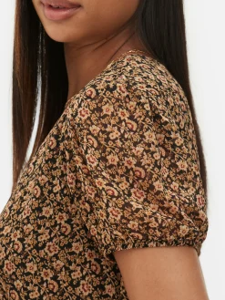 Chiffon-Minikleid Mit Puffärmeln