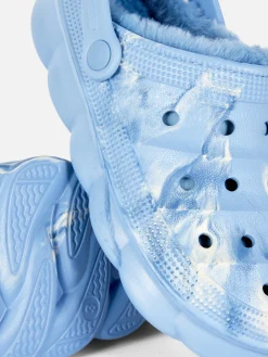 Clogs In Marmoroptik Mit Kunstfellfutter