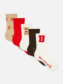 Crew-Socken Mit Bären-Grafik, 5er-Pack