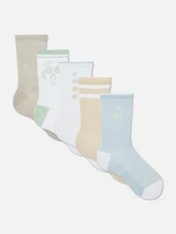 Crew-Socken Mit Grafik, 5er-Pack