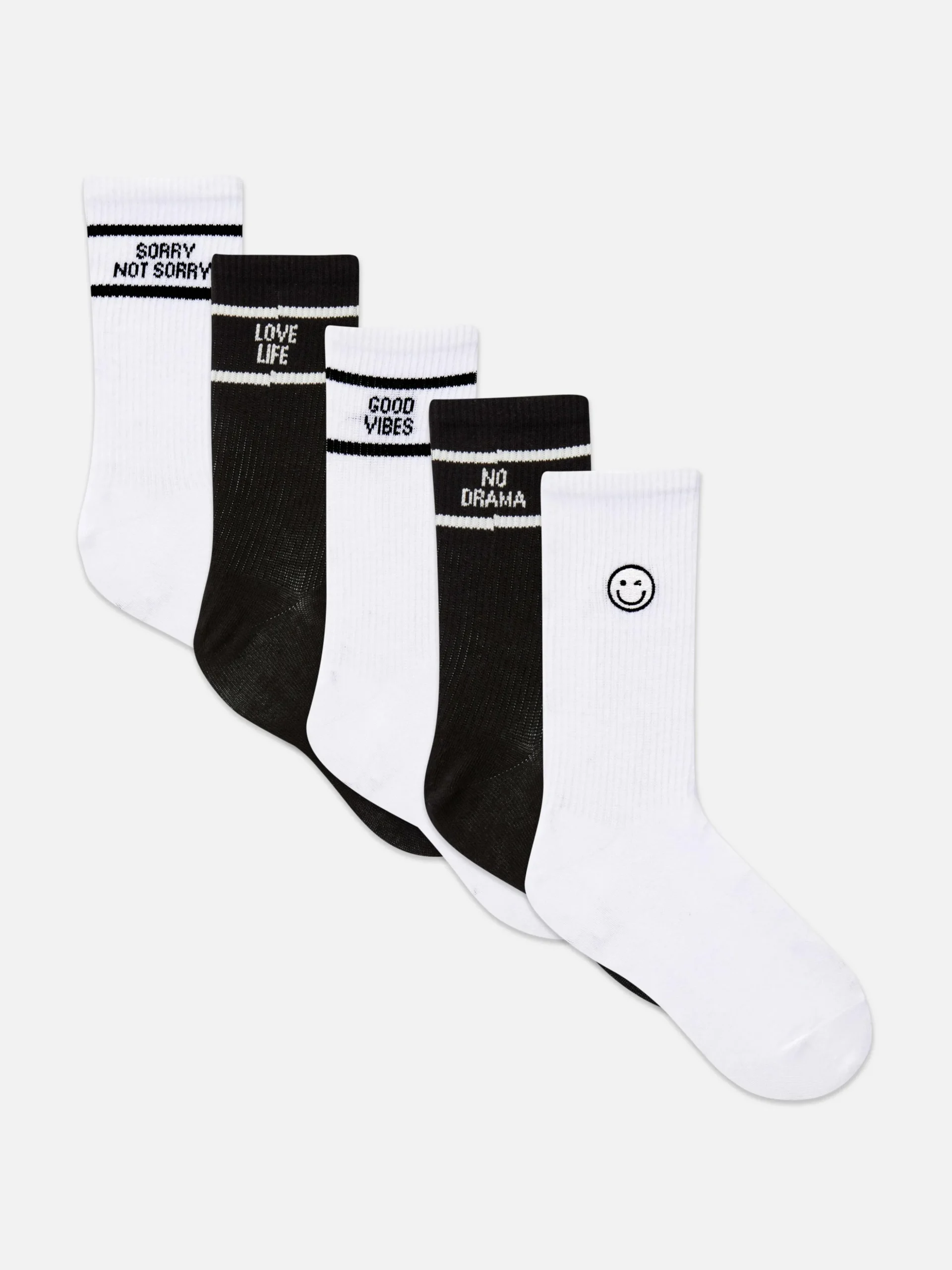 Crew-Socken Mit Slogan, 5er-Pack