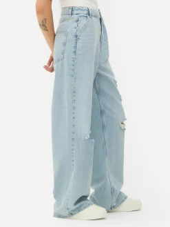 Denim-Jeans Im Used-Look Mit Weitem Bein