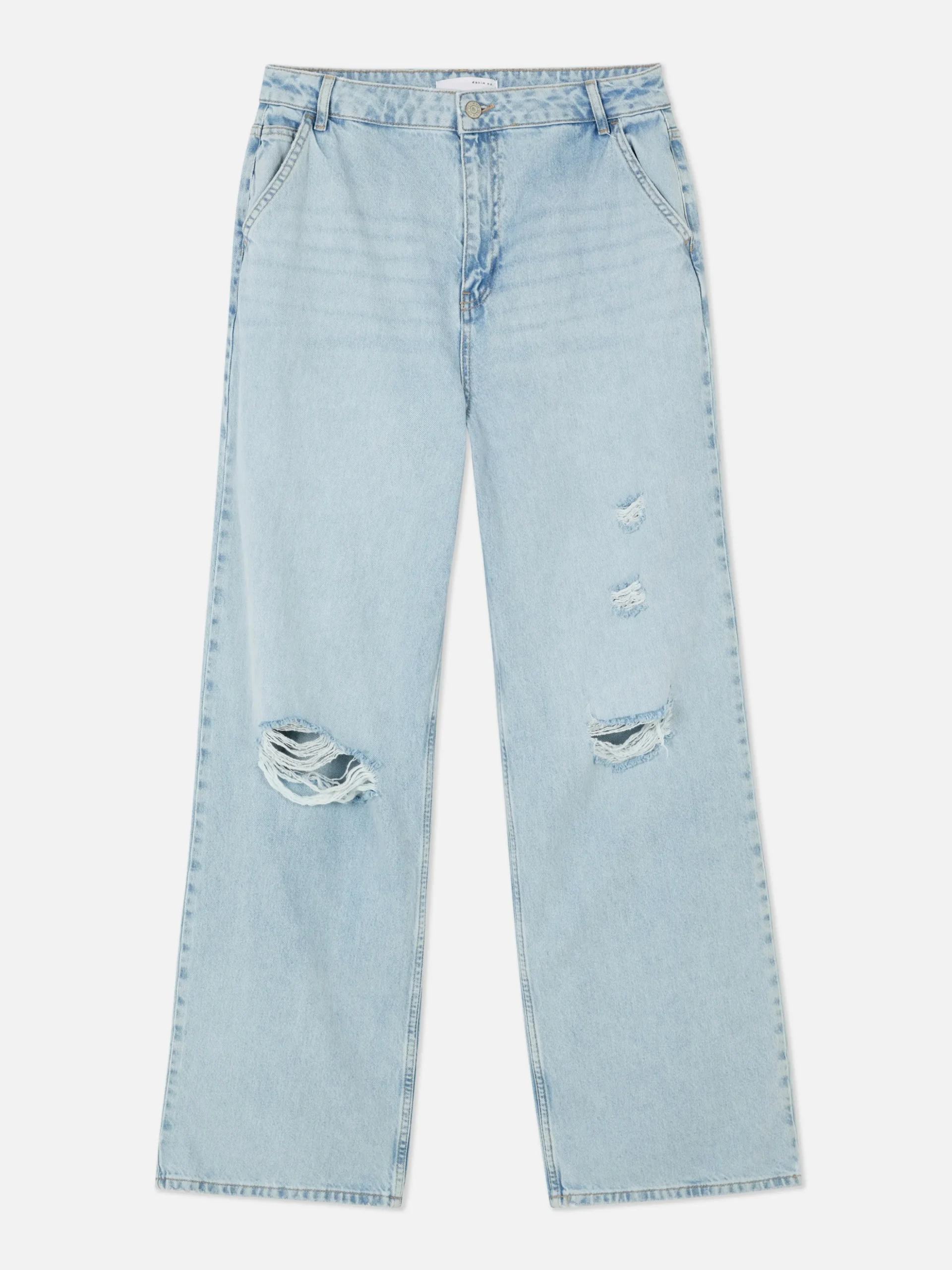 Denim-Jeans Im Used-Look Mit Weitem Bein