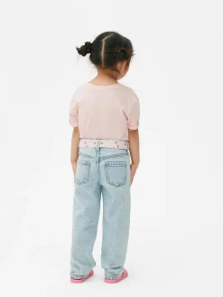 Denim-Jeans Mit Gürtel Und Blumenmuster