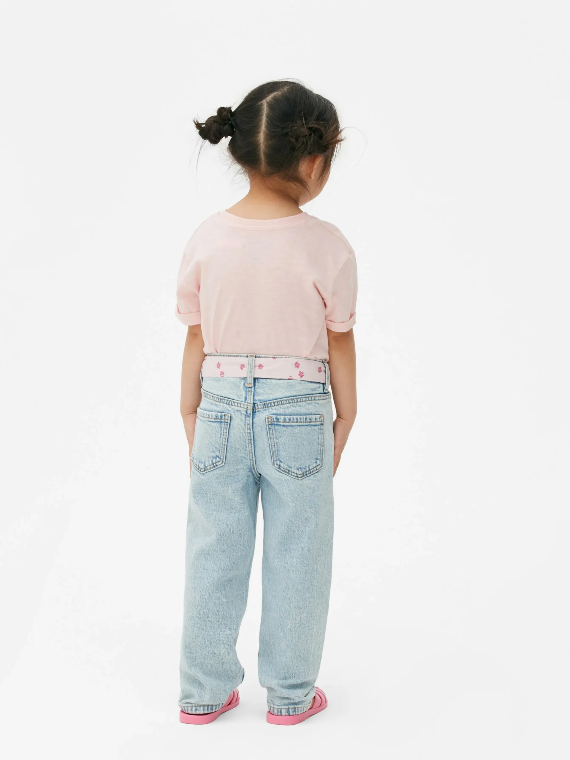 Denim-Jeans Mit Gürtel Und Blumenmuster