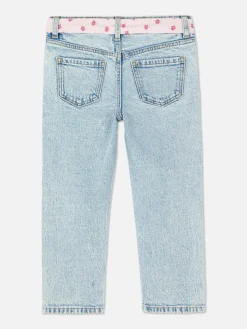 Denim-Jeans Mit Gürtel Und Blumenmuster