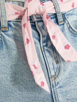 Denim-Jeans Mit Gürtel Und Blumenmuster