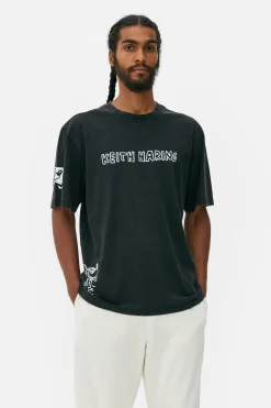 „Disney Micky Maus X Keith Haring“ T-Shirt Mit Acid-Waschung