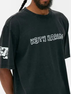 „Disney Micky Maus X Keith Haring“ T-Shirt Mit Acid-Waschung