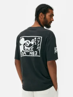 „Disney Micky Maus X Keith Haring“ T-Shirt Mit Acid-Waschung
