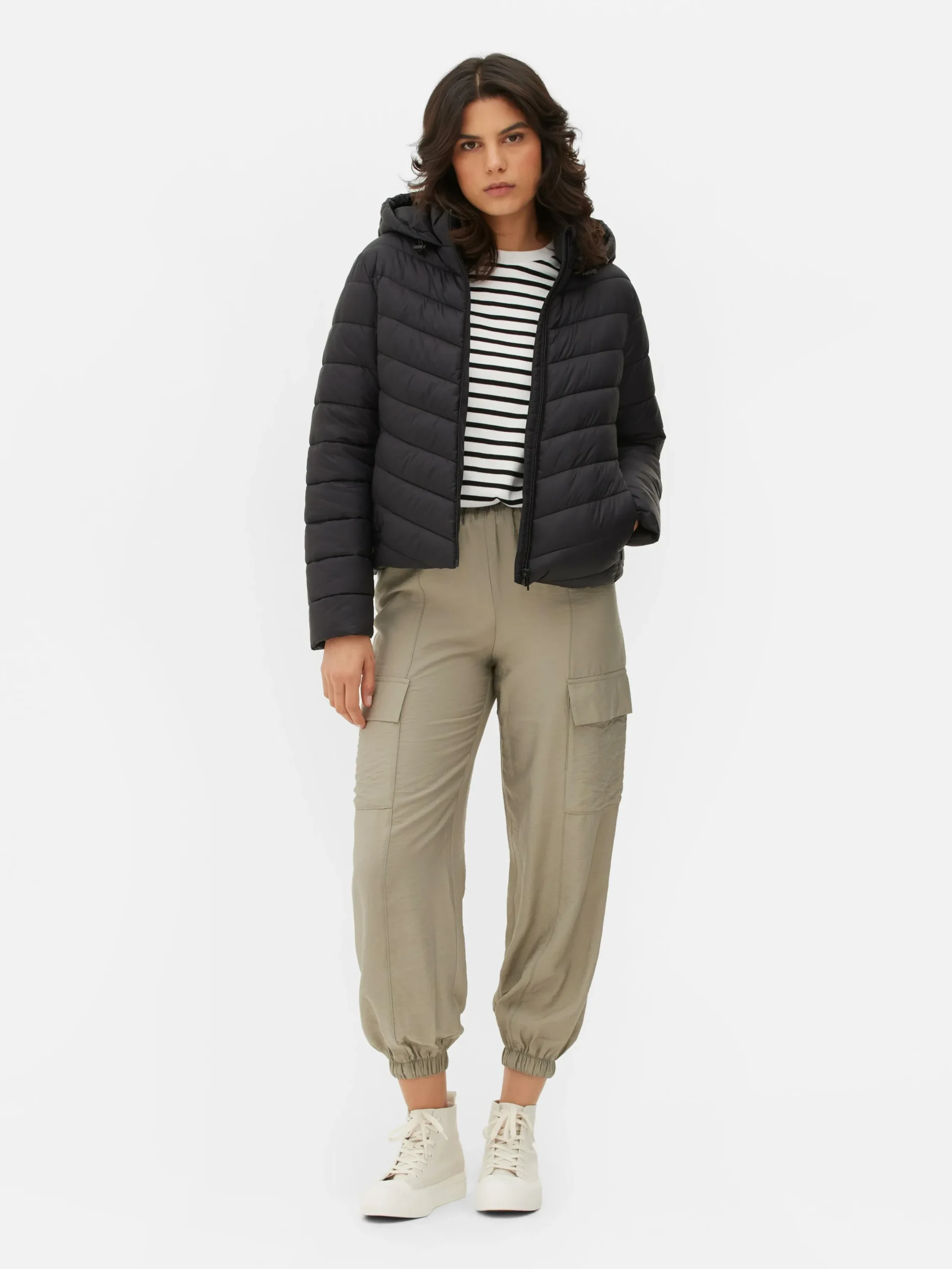 Dünne Pufferjacke Mit Kapuze