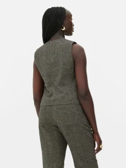 Einreihige „Rita Ora“ Weste Mit Fischgrätmuster