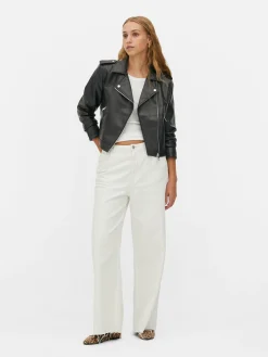 Essential Bikerjacke Aus Kunstleder