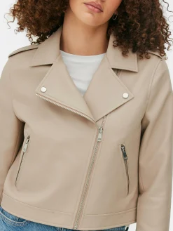 Essential Bikerjacke Aus Kunstleder