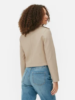 Essential Bikerjacke Aus Kunstleder