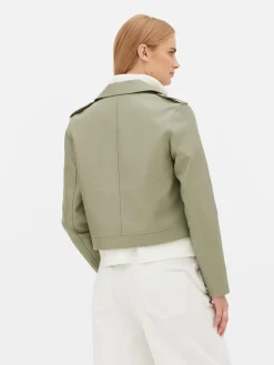 Essential Bikerjacke Aus Kunstleder