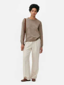 Feinstrick-Rundhalspullover