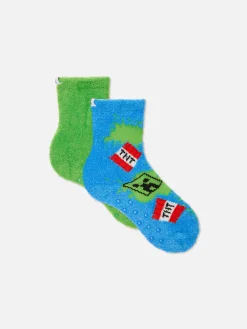 Flauschige Minecraft-Socken, 2er-Pack