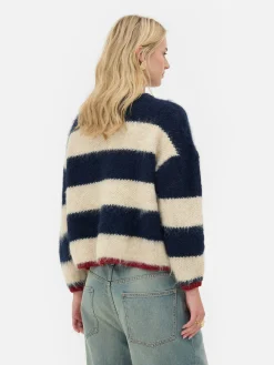 Flauschiger „Rita Ora“ Strickpullover Mit Streifen