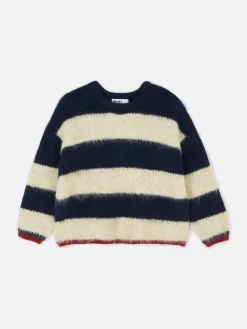 Flauschiger „Rita Ora“ Strickpullover Mit Streifen