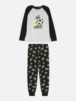 Fleece-Schlafanzug Mit Fußball-Print