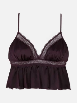 Fließender Satin-Bralette-BH Mit Spitze