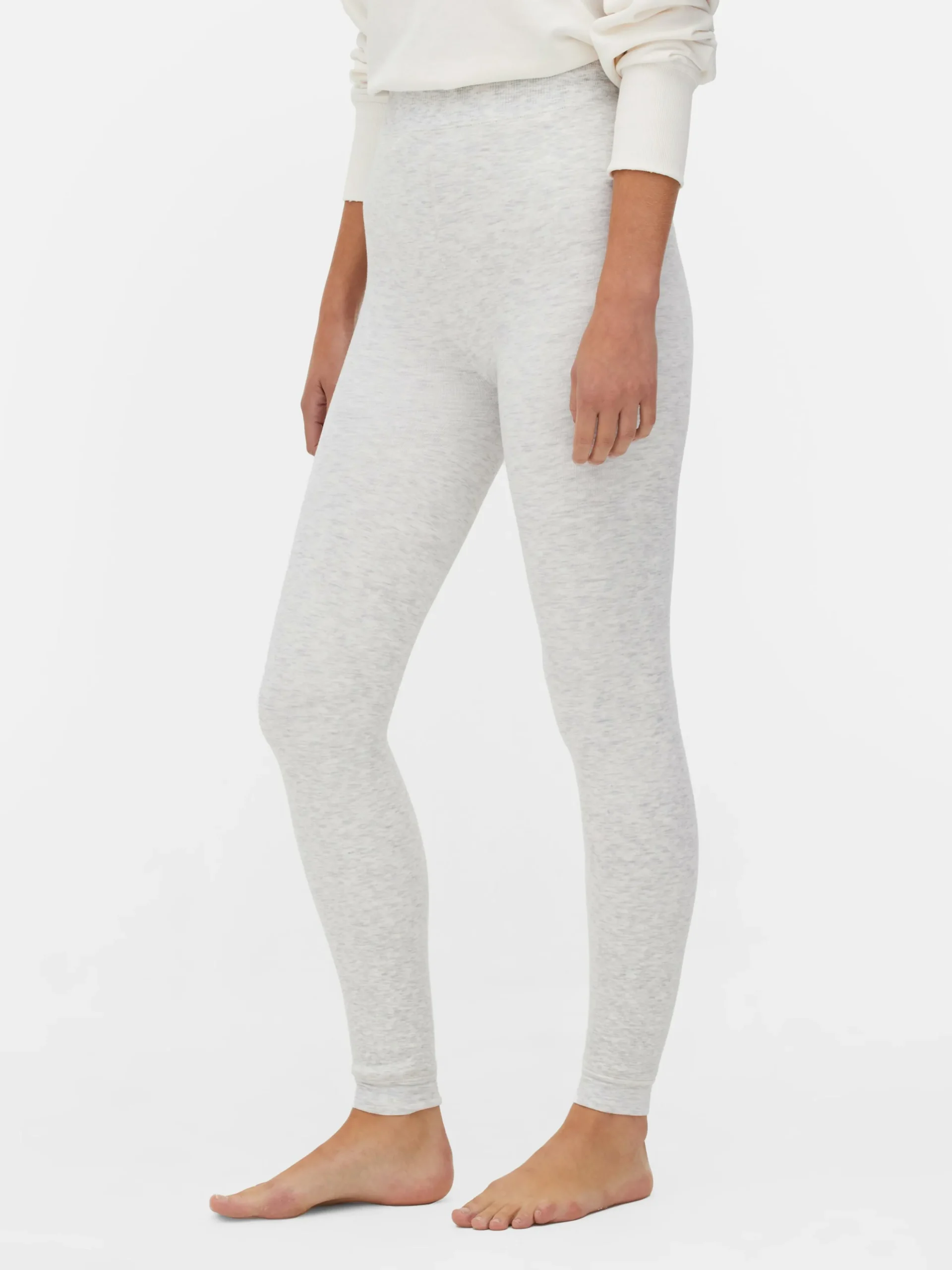 Gefütterte, Melierte Leggings Aus Samt