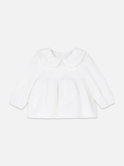 Gekräuselte Bluse Mit Kragen