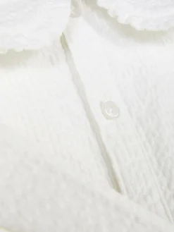 Gekräuselte Bluse Mit Kragen