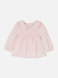 Gekräuselte Bluse Mit Kragen