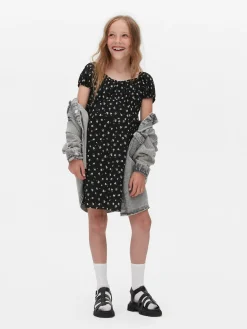 Gekräuseltes Kleid Mit Blumenmuster