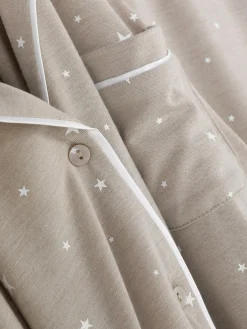 Gemusterter, Langer Boyfriend-Schlafanzug