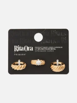 Geriffelte „Rita Ora“ Stapelringe, 3er-Pack