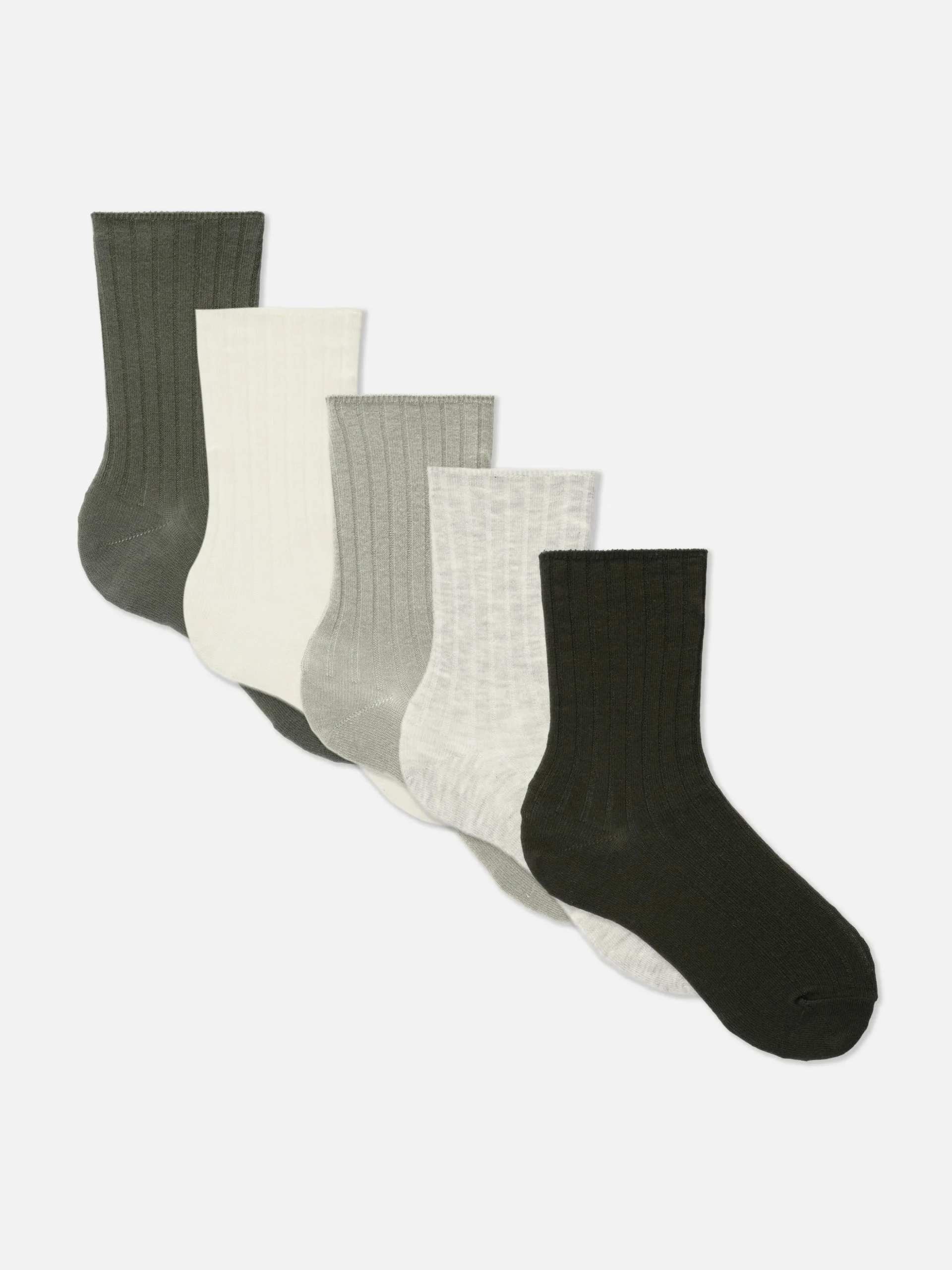 Gerippte Crew-Socken, 5er-Pack