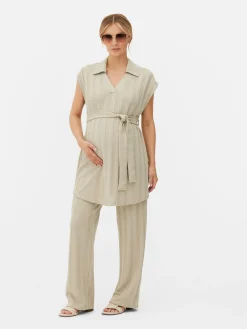 Gerippte Umstandshose Mit Weitem Bein